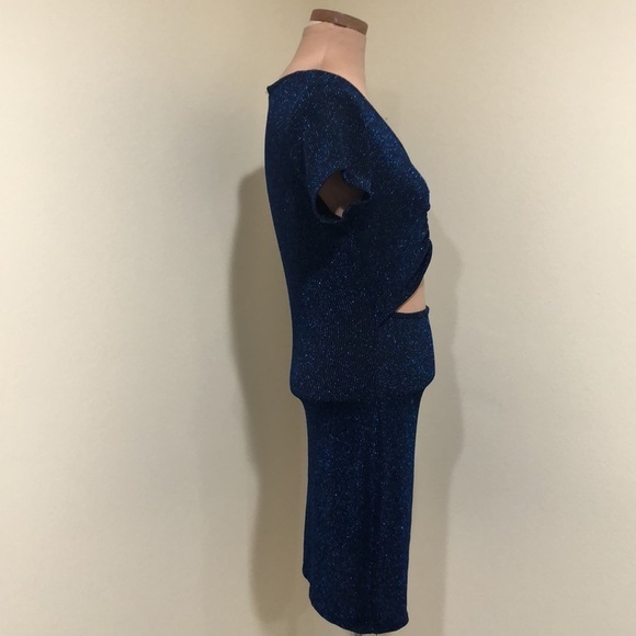 Francesca’s Collection See You Monday Dress Size XL Black Metallic Blue Stripes - Picture 5 of 10